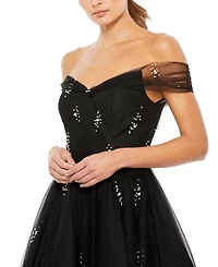 Women's Long Sleeve Taffeta 3D Flower Ball Gown