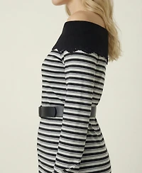 Modenaire Women's Off-The-Shoulder Striped Knit Top