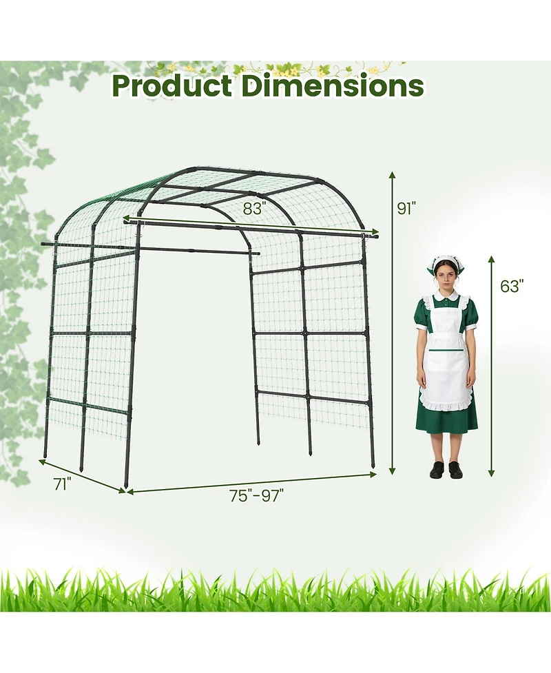 Gymax Metal Garden Arch Trellis for Climbing Plants Outdoor Wide Cucumber Trellis