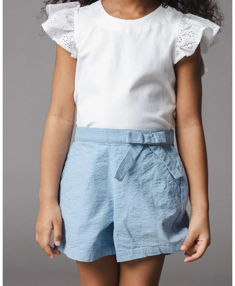 Hope and Henry Toddler Girl's Organic Seersucker Pull-On Short