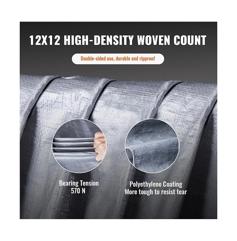 Sugift Heavy Duty Tarp 20x30 ft 10 Mil Waterproof Poly Tarp Cover