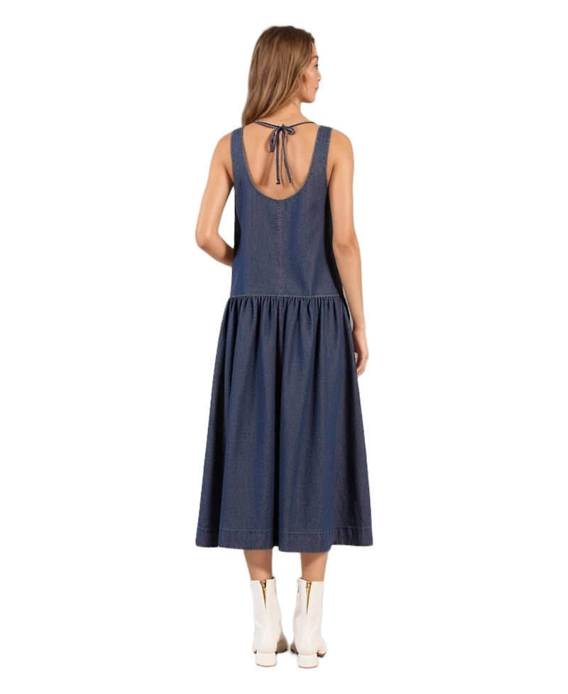 Modenaire Women's Linnea Sleeveless Drop-Waist Midi Dress