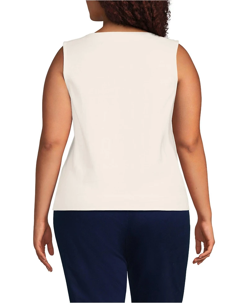 Lands' End Plus Mariner Button Shoulder Tank