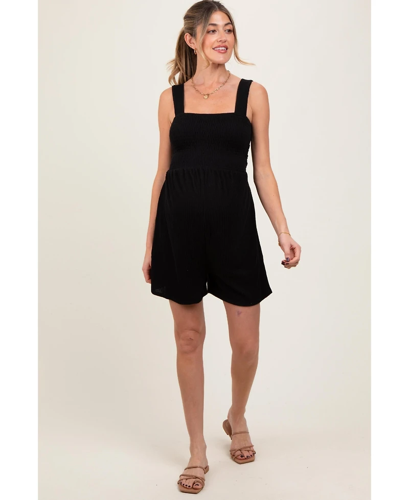 Black Ribbed Smocked