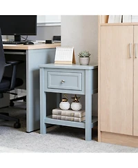 Clihome Modern Sofa Side Table with Storage Drawer and Shelf, Classic Accent Coffee Table for Living Room