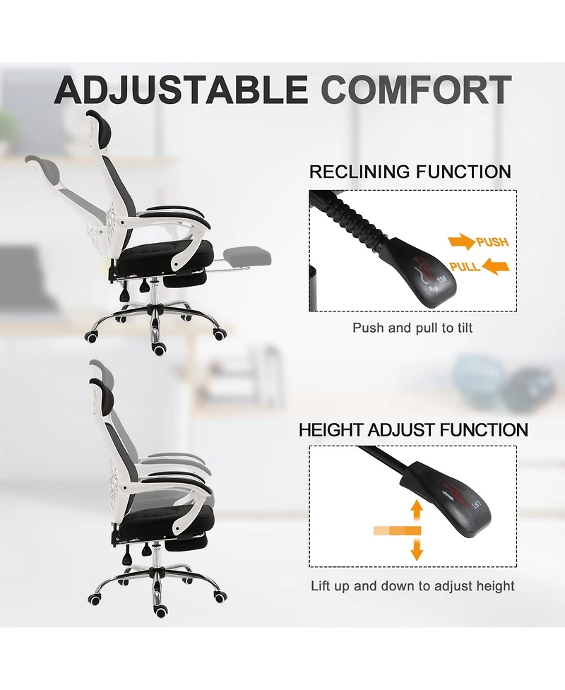 Vinsetto 360° High Back Computer Adjusting Height Recliner Chair w/ Footrest