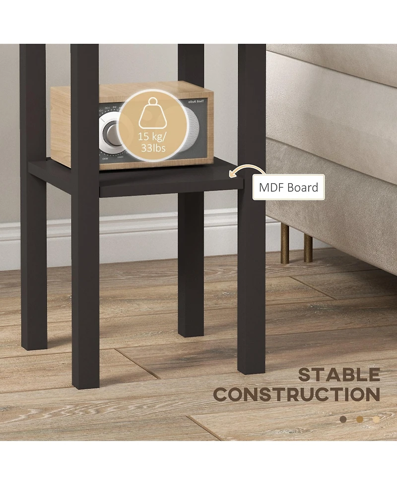 Homcom 2-Tier Side Table with Drawer Shelf for Living Room, Light