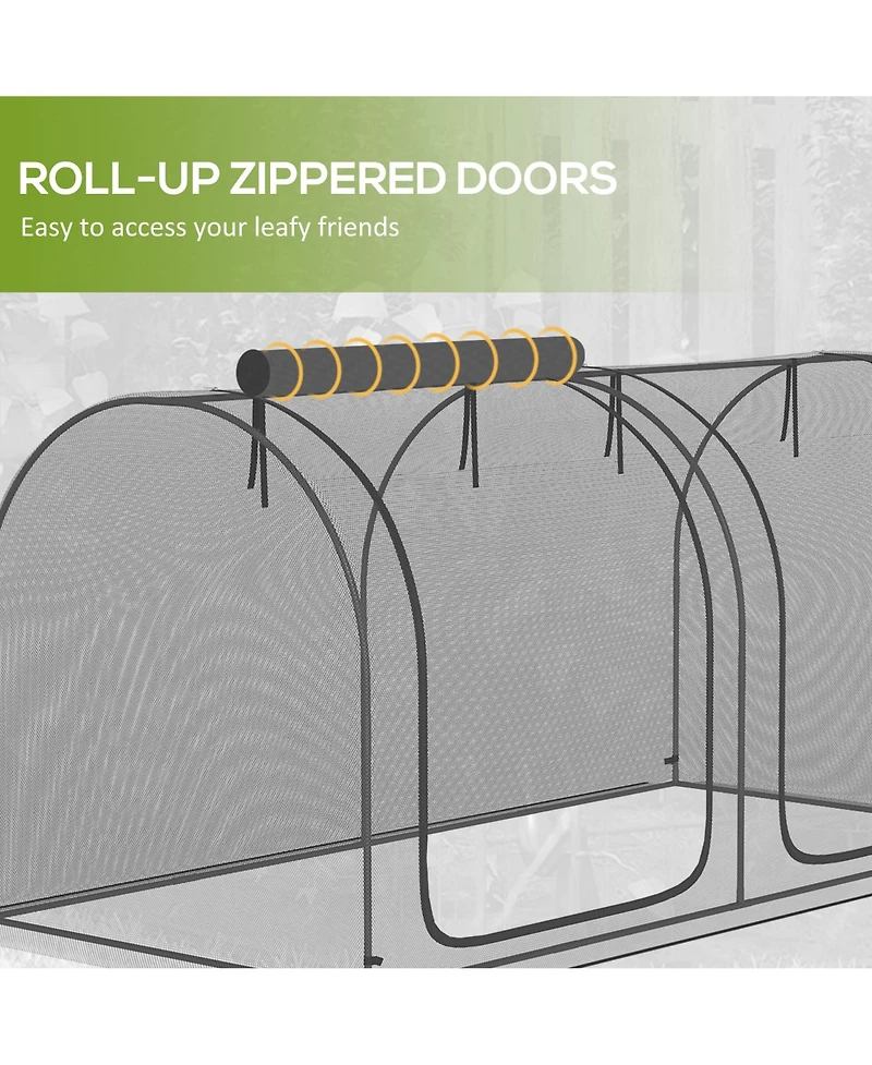 Outsunny 8 x 4ft Crop Cage with Two Zippe Doors and Storage Bag,