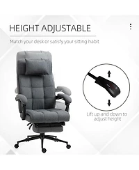 Vinsetto Reclining Office Chair Swivel Chair Footrest Linen-Feel Dark