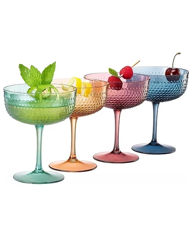 The Wine Savant Muted Hobnail Coupe Glasses, Set of 4