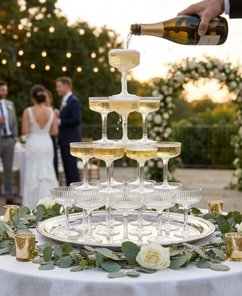 The Wine Savant Stackable Acrylic Wedding Coupe Glasses, Set of 20