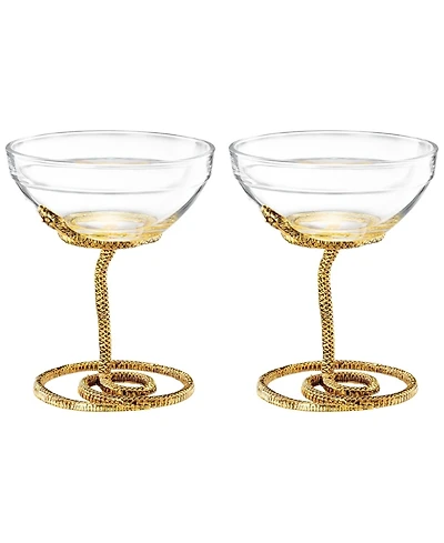 The Wine Savant Gold Snake Cocktail Glasses, Set of 2