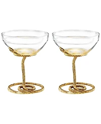 The Wine Savant Gold Snake Cocktail Glasses, Set of 2