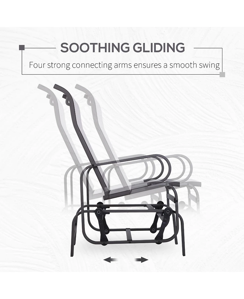 Outsunny Gliding Lounger Chair, Outdoor Swinging Chair with Smooth Rocking Arms and Lightweight Construction for Patio Backyard, Beige