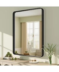 Apmir 28" x 36" High-Strength Tempered Glass and Aluminum Alloy Framed Wall Decor Bathroom Vanity Mirror