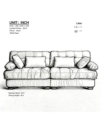 Rainsken 88" Cloud Loveseat Sofa, Modular Sectional Modern Oversized Sleeper Couch with Armrests and Pillows, Deep 2-Seat for Living Room