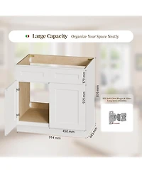 Busdays 36 Inch Shaker Sink Base Cabinet 24 Inch Deep 2 Door Ready to Assemble for Kitchen Bathroom Countertop Not Included
