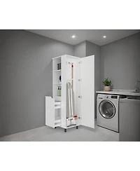 Busdays Cleaning Supplies Cabinet Tall Storage Cabinet with Door and Shelf Freestanding Organizer for Bathroom Laundry Utility Room