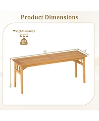 Sugift 48 in Acacia Wood Two-Person Outdoor Bench with Slatted Seat