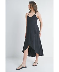 Hello Miz Maternity Sleeveless High-Low Midi Dress with Crisscross Back