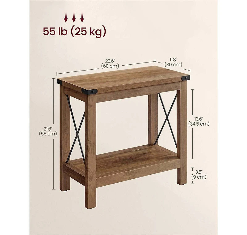Slickblue Side Table with Bottom Shelf Storage for Living Room Bedroom