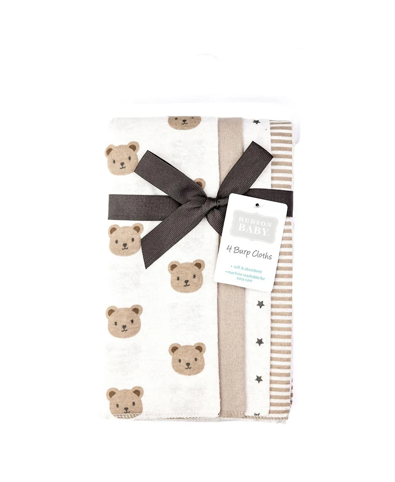 Hudson Baby Infant Cotton Poly Flannel Burp Cloths -Pack, Cozy Cutie