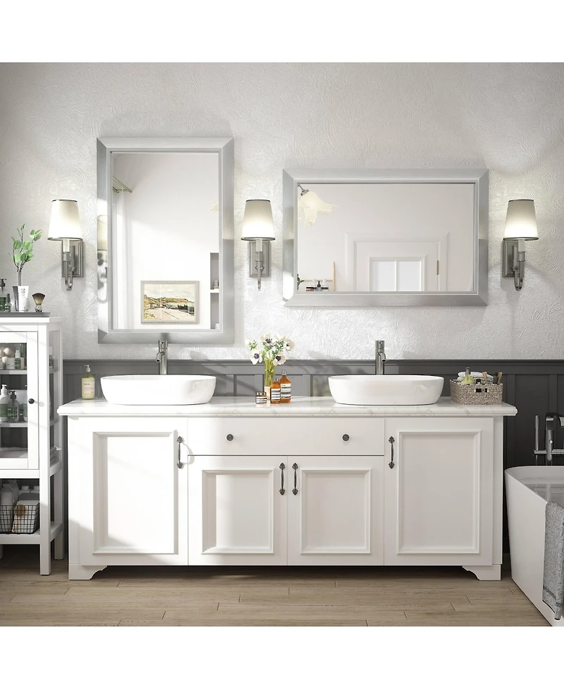 Apmir 24" x 36" Inch Thick Metal Framed Wall Mirrors for Bedroom