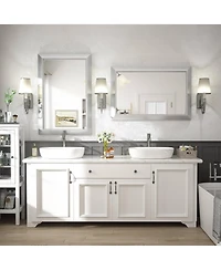 Apmir 24" x 36" Inch Thick Metal Framed Wall Mirrors for Bedroom