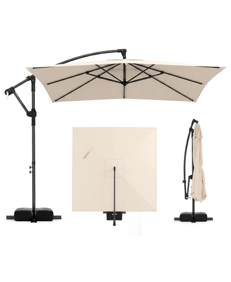 Clihome Offset Cantilever Patio Umbrella Outdoor Market Square with 360degree