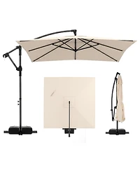 Clihome Offset Cantilever Patio Umbrella Outdoor Market Square with 360degree