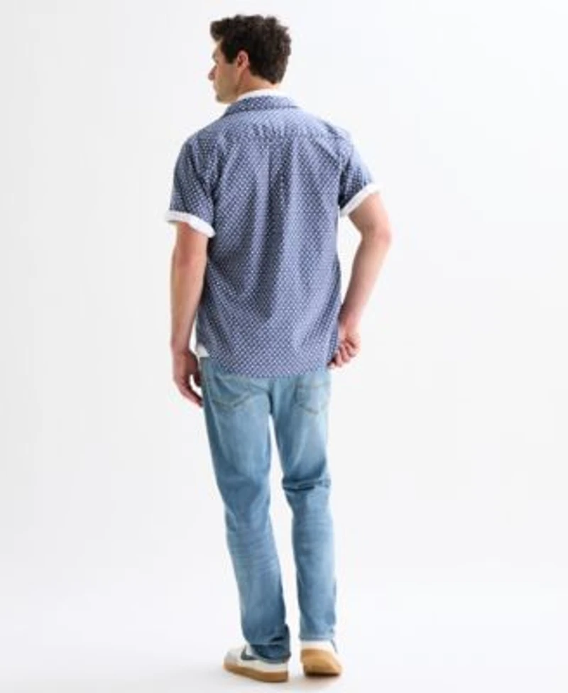 Lucky Brand Mens San Gabriel Printed Short Sleeve Shirt 410 Fenwick Wash Athletic Straight Stretch Jean
