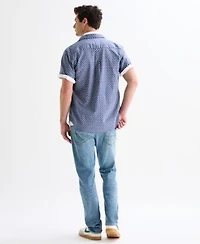 Lucky Brand Mens San Gabriel Printed Short Sleeve Shirt 410 Fenwick Wash Athletic Straight Stretch Jean