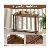 Boyel Living 59 Inch Outdoor Bar Table with Slatted Top