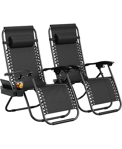 gaomon Set of 2 Patio Lounge Chair, Folding Portable Camping Chair for Yard, Garden