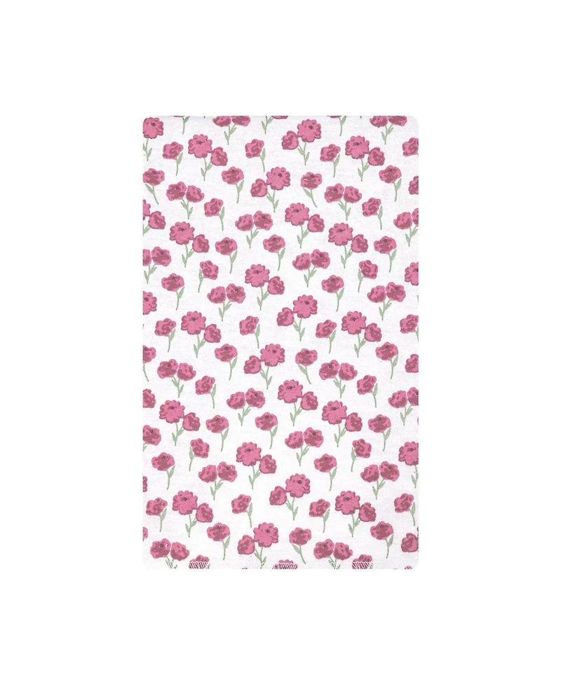 Hudson Baby Girl Cotton Poly Flannel Burp Cloths Bundle 12-Pack, Wild Rose Floral, One Size