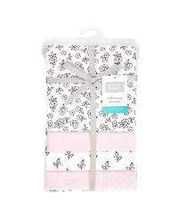 Hudson Baby Girl Cotton Poly Flannel Receiving Blankets 4-Pack, Pink Primrose, One Size