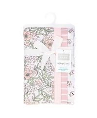 Hudson Baby Girl Cotton Poly Flannel Burp Cloths -Pack, Soft Pink Floral