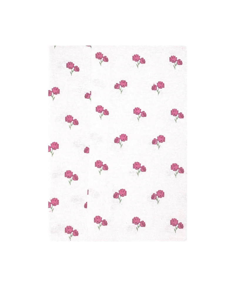 Hudson Baby Girl Cotton Poly Flannel Burp Cloths -Pack, Wild Rose Floral