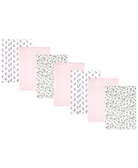 Hudson Baby Girl Cotton Poly Flannel Burp Cloths -Pack, Pink Primrose