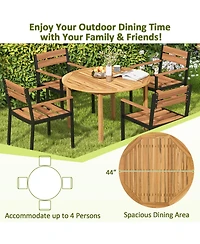 Sugift 5-Piece Acacia Wood Round Patio Dining Set with Cushions