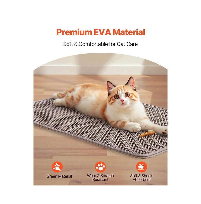 Sugift Cat Litter Mat 30 x 24 in Double-Layer Litter Box Mat Non-Slip and Urine-Proof