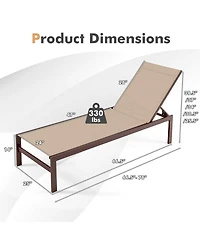 Clihome 6-Position Chaise Lounge Chairs with Rustproof Aluminium Frame