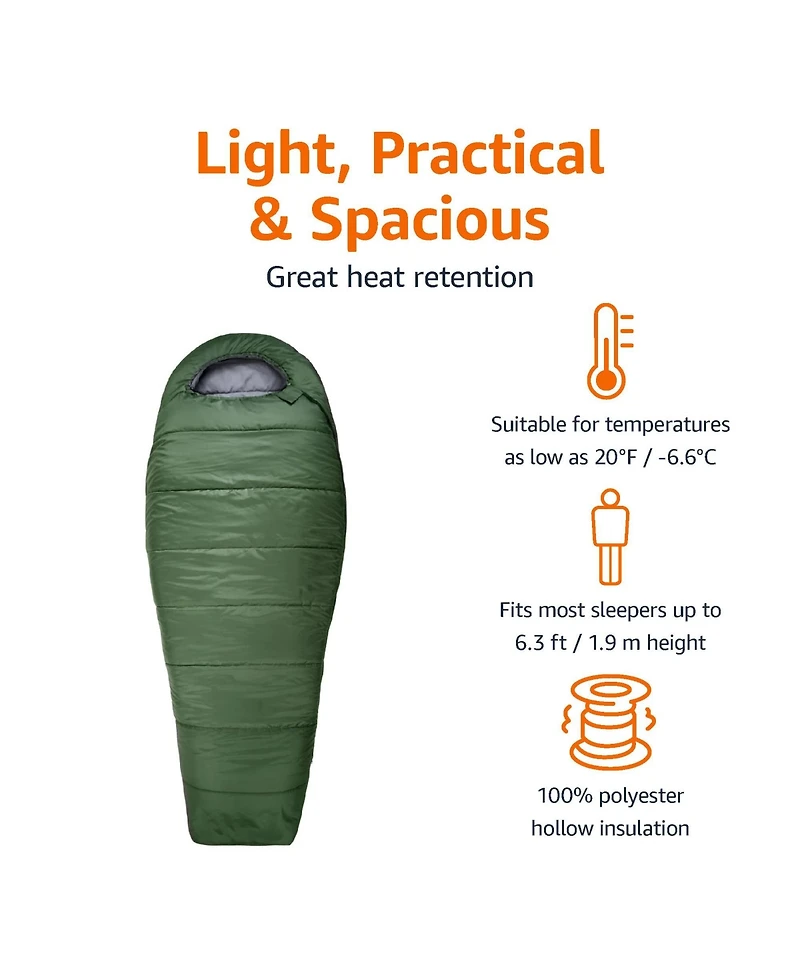 Gnuadz 20degree(s)F Mummy Sleeping Bag Hiking Camping No-snag Zipper Camping Outdoor Recreation Gear
