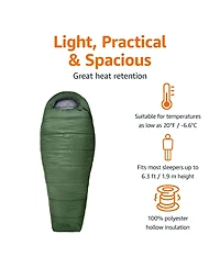 Gnuadz 20degree(s)F Mummy Sleeping Bag Hiking Camping No-snag Zipper Camping Outdoor Recreation Gear