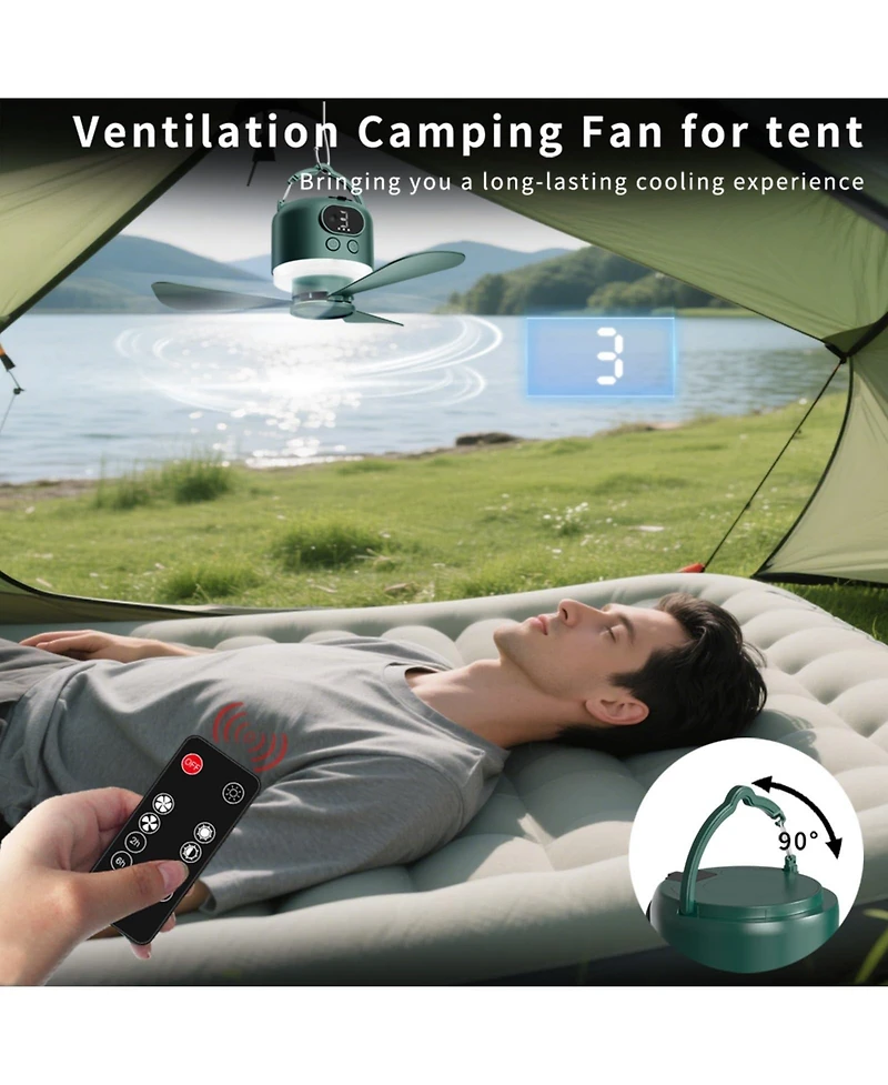 Gnuadz Wireless Portable Ceiling Fan Remote Camping Hook 10040mAh