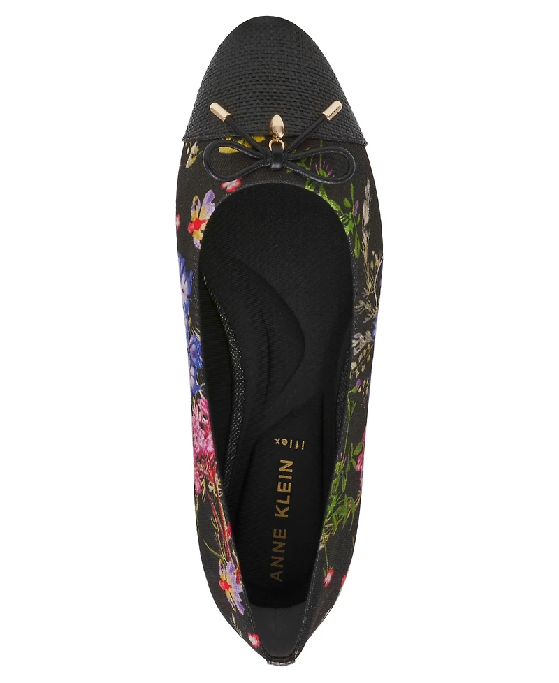 Anne Klein Women's Luci Cap Toe Floral Ballet Flats