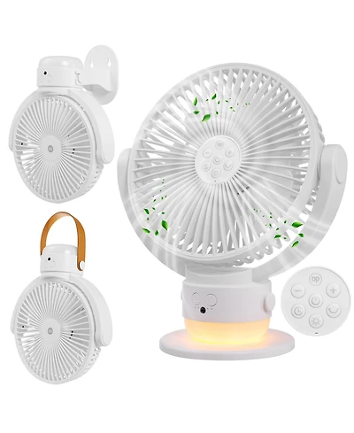 Gnuadz Portable Fan Wireless Remote Timer Led Night Light Oscillation Rechargeable Usb Camping 6000mAh