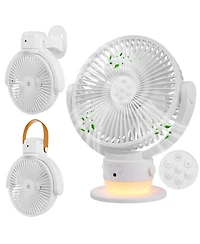 Gnuadz Portable Fan Wireless Remote Timer Led Night Light Oscillation Rechargeable Usb Camping 6000mAh