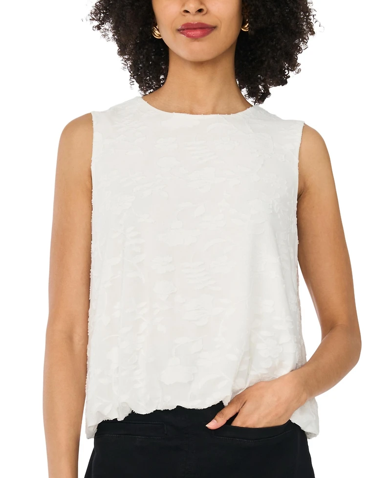 Vince Camuto Women's Bubble Hem Crewneck Sleeveless Top
