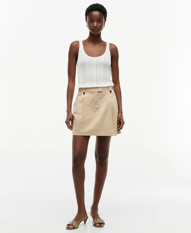 Tommy Hilfiger Women's Cotton Chino Pleated Mini Skirt